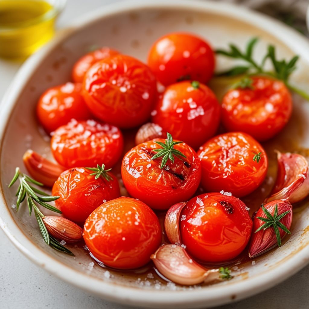 Knoblauch-infused gegrillte Kirschtomaten