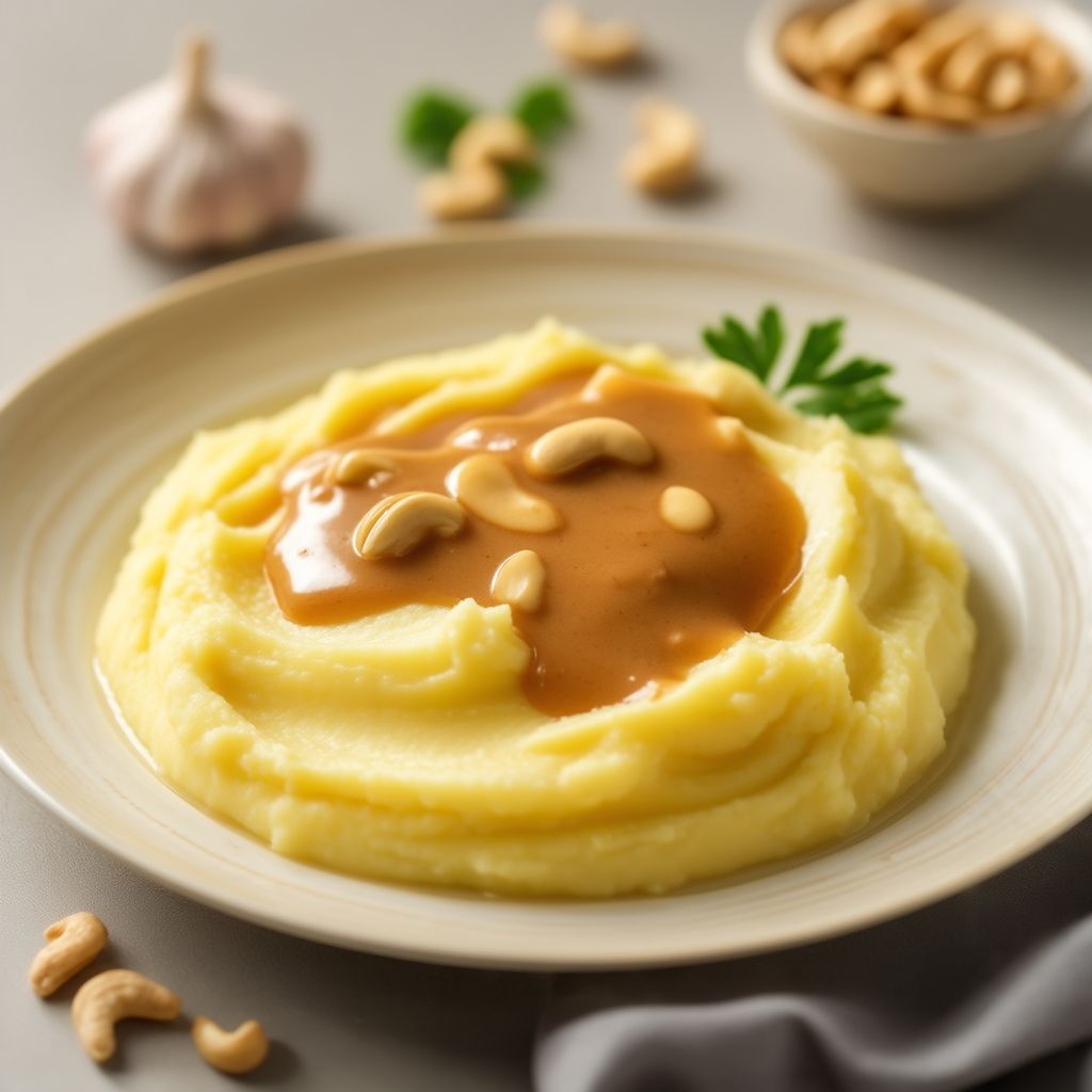 Cremige Knoblauch-Kartoffelpüree mit Cashewsoße