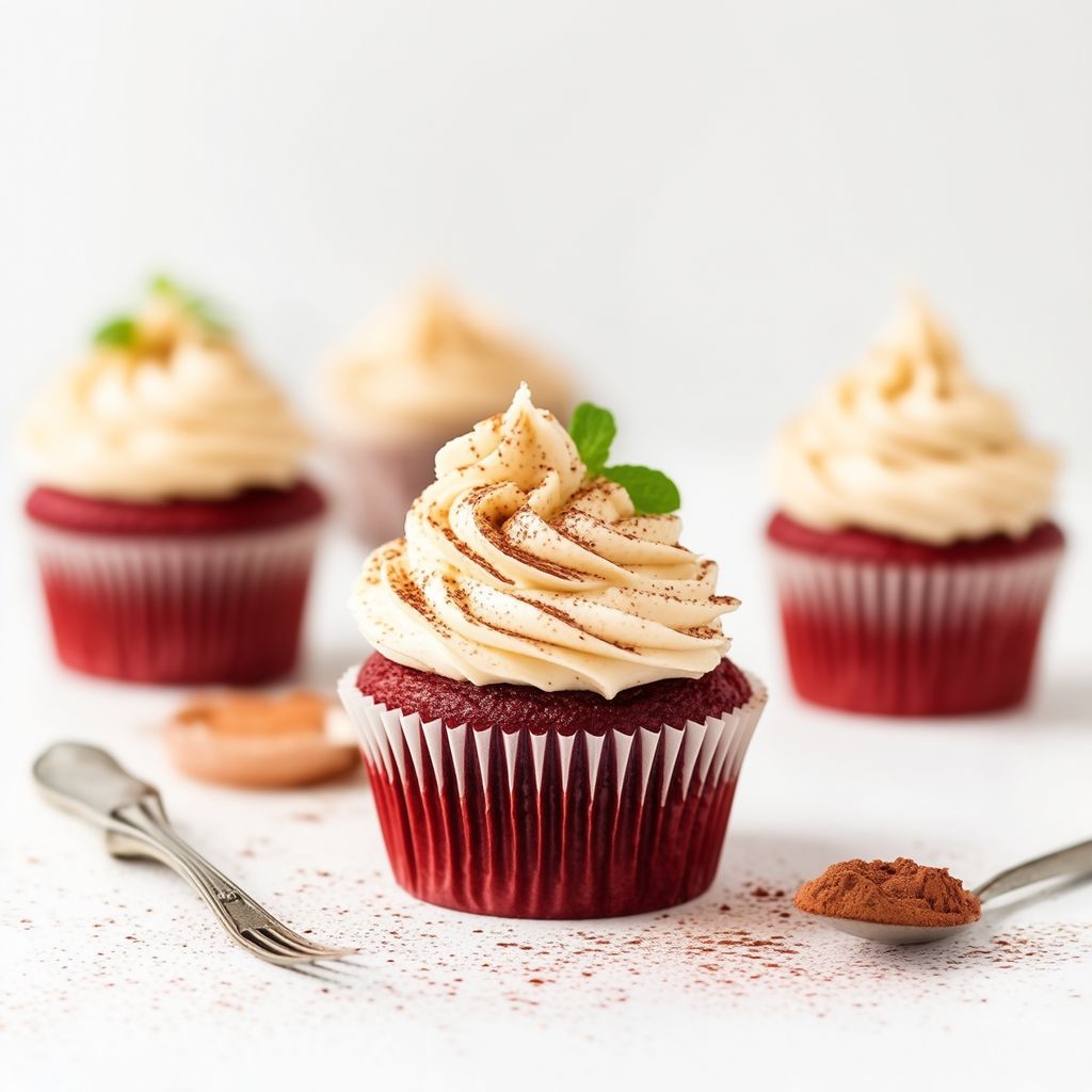 Vegane Rote Samt Cupcakes mit Cremiger Glasur