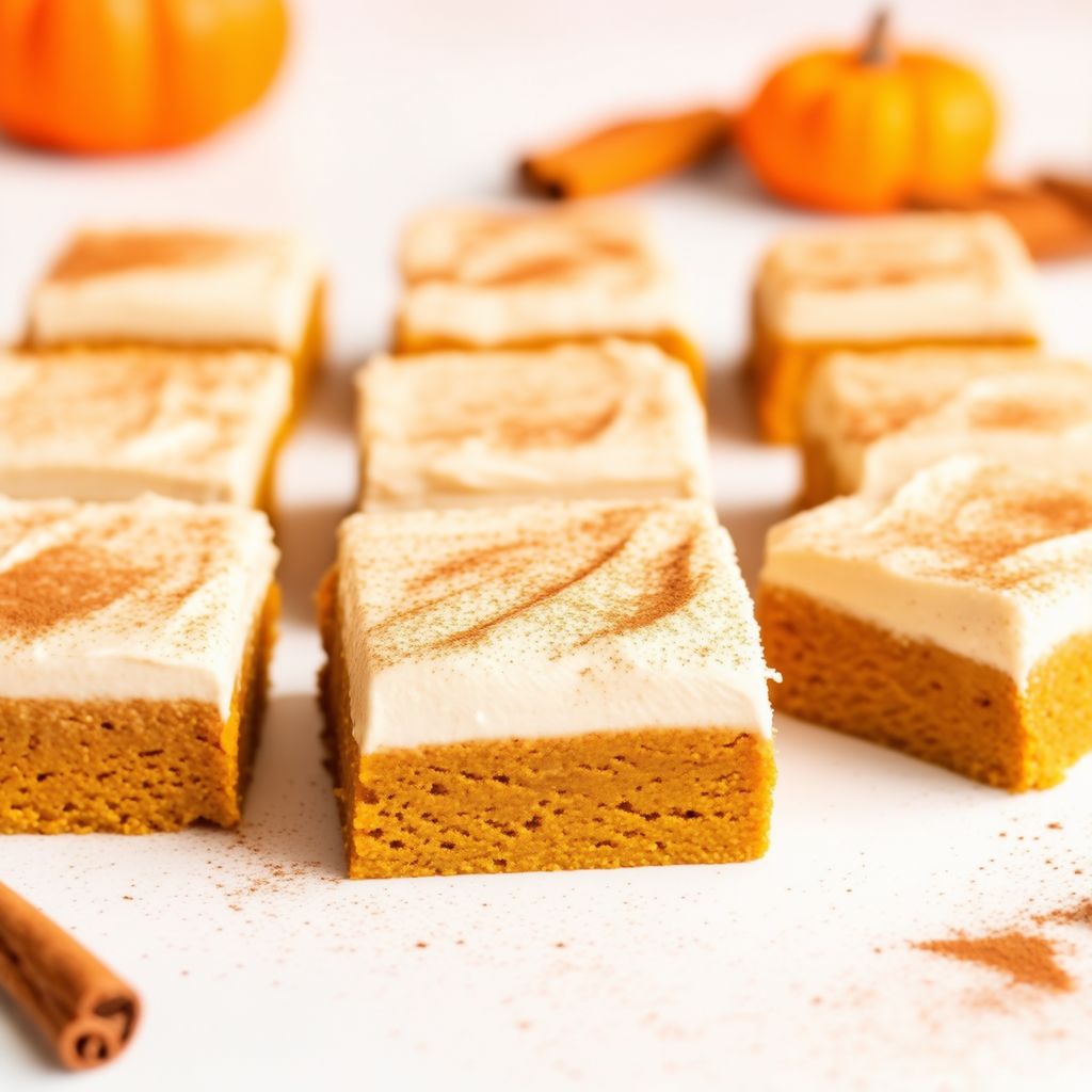 Gewürzte Kürbiswürfel mit cremigem Frosting