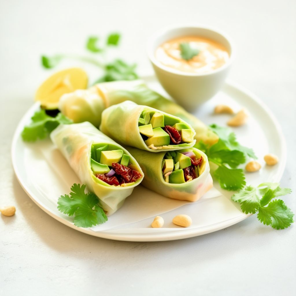 Avocado Spring Rolls with Zesty Tamarind Dip