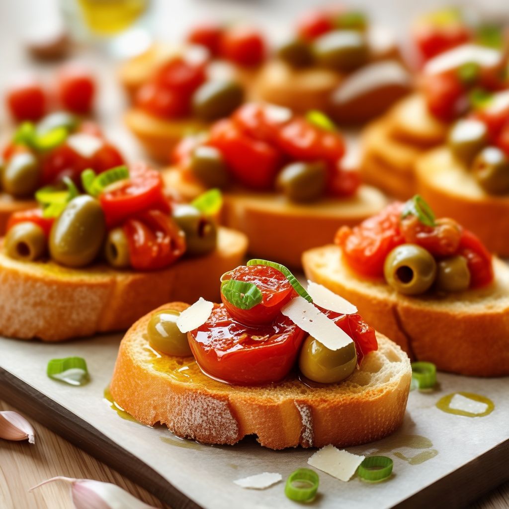 Crostini Mediterranei con Olive e Pomodori