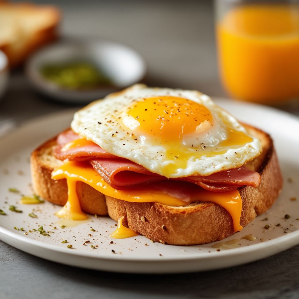 Toast con Prosciutto, Uova e Formaggio