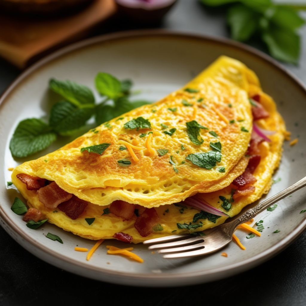 Omelette Salata alle Erbe con Bacon Croccante e Formaggio