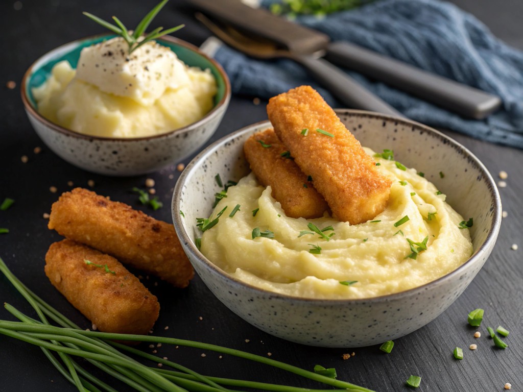 Kartoffelbrei mit Fischstäbchen