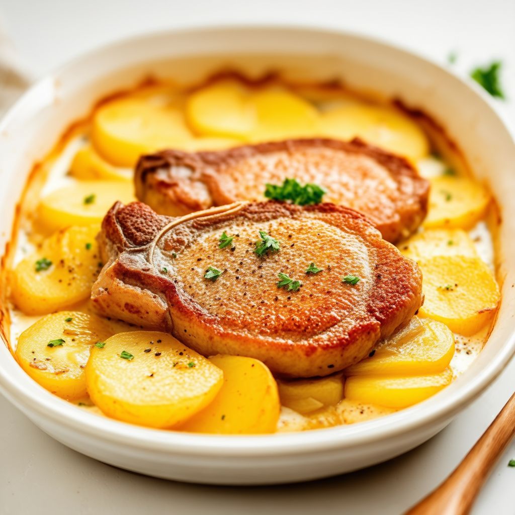 Savory Pork Chop Potato Bake