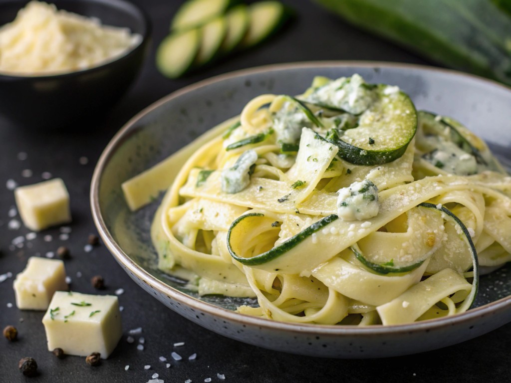 Zucchini-Nudeln mit Gorgonzola-Soße 