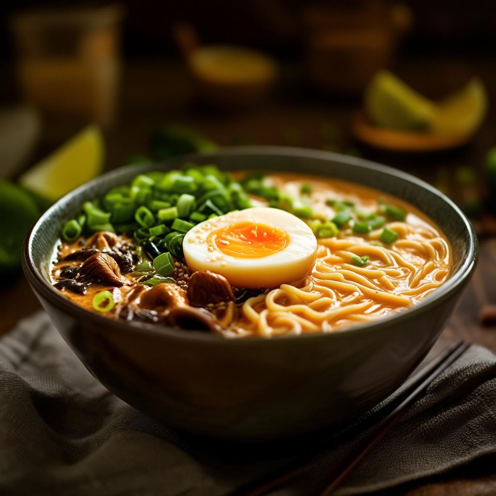 Cremige Kokos-Ingwer-Miso-Ramen-Nudeln (vegetarisch)