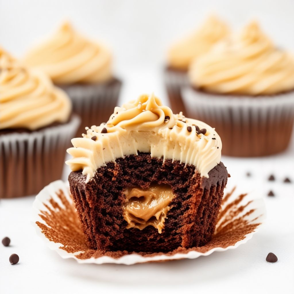 Schokoladen-Erdnussbutter-Überraschungs-Cupcakes