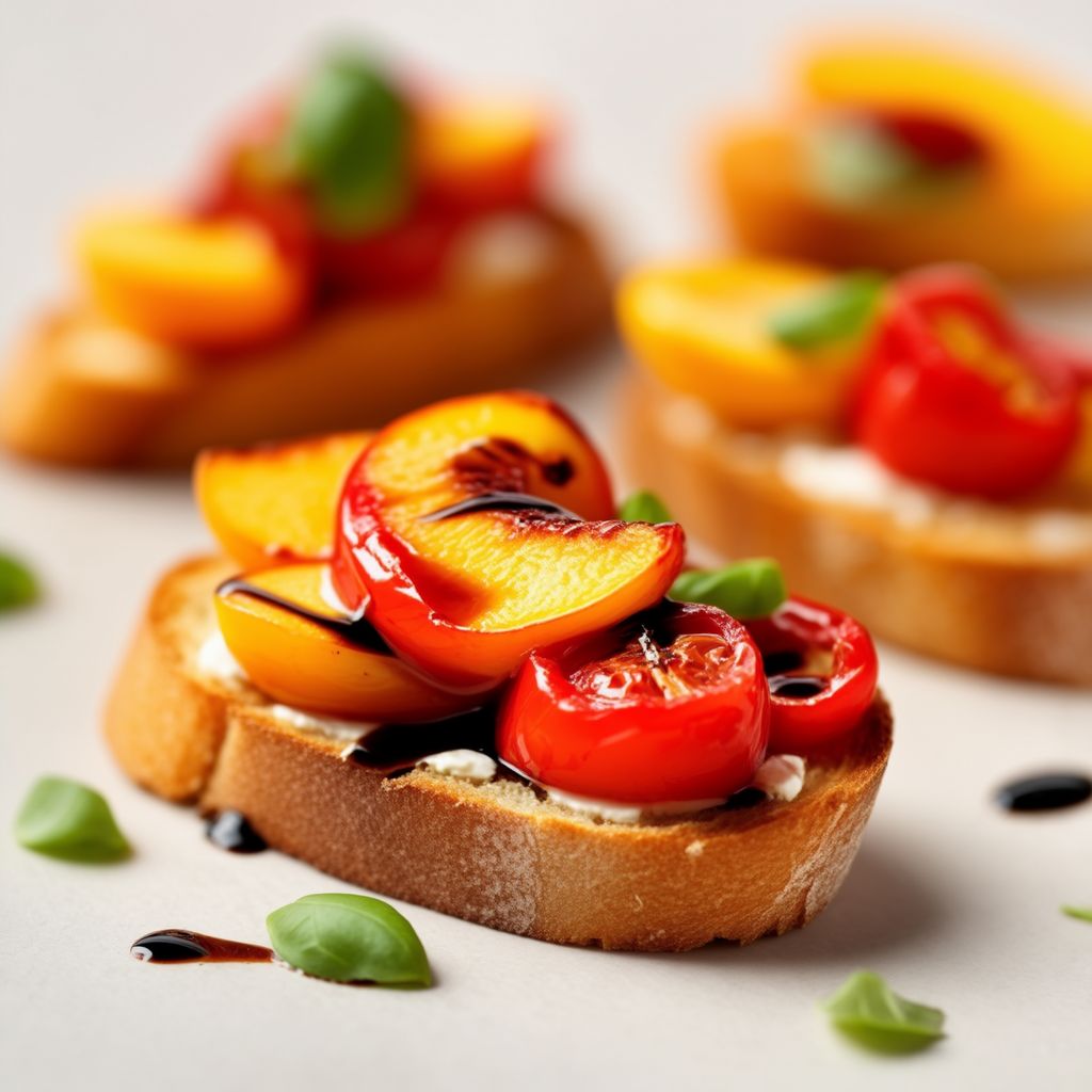 Grilled Peach and Bell Pepper Crostini