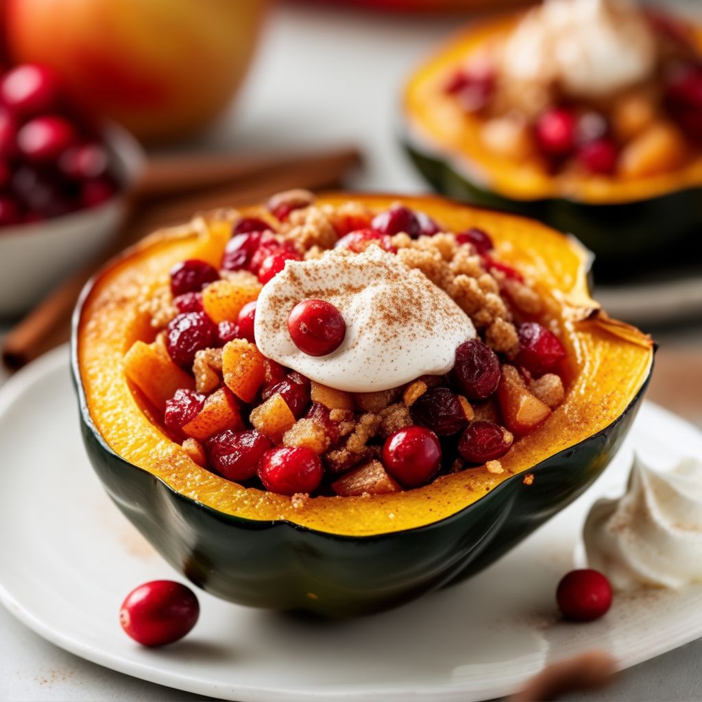 Gerösteter Cranberry-gefüllter Eichelkürbis