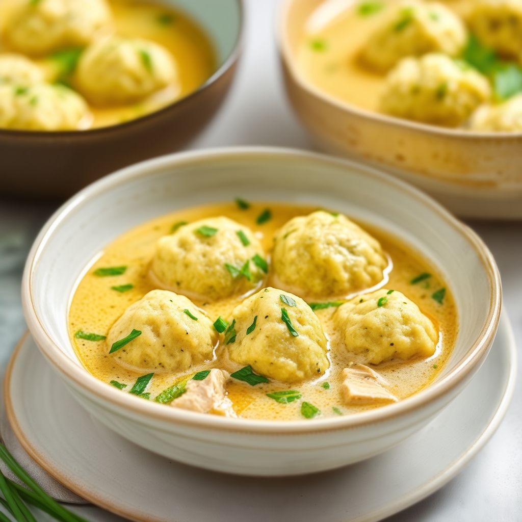 Cremige Hähnchen- und Kräuterdumplings