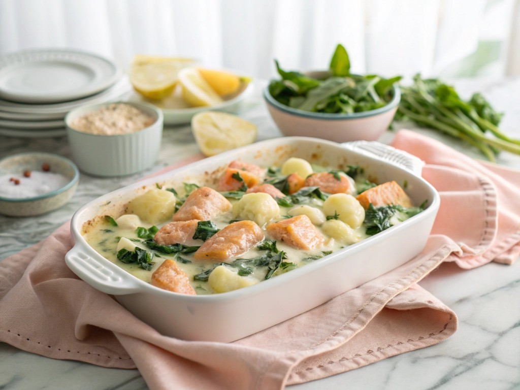Lachs-Gnocchi-Spinat-Gratin