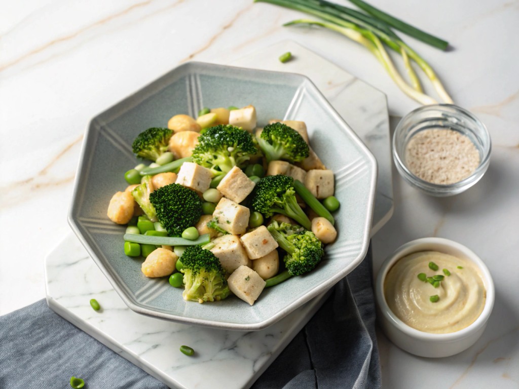 Vegane Gnocchi mit Tofu, Brokkoli und Käsesauce