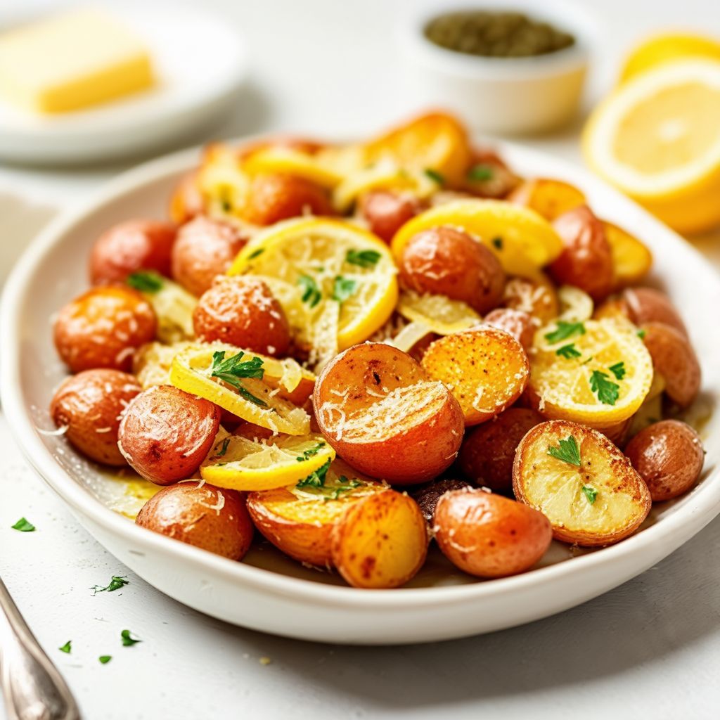 Patate Arrosto Dorate con Salsa di Erbe e Limone