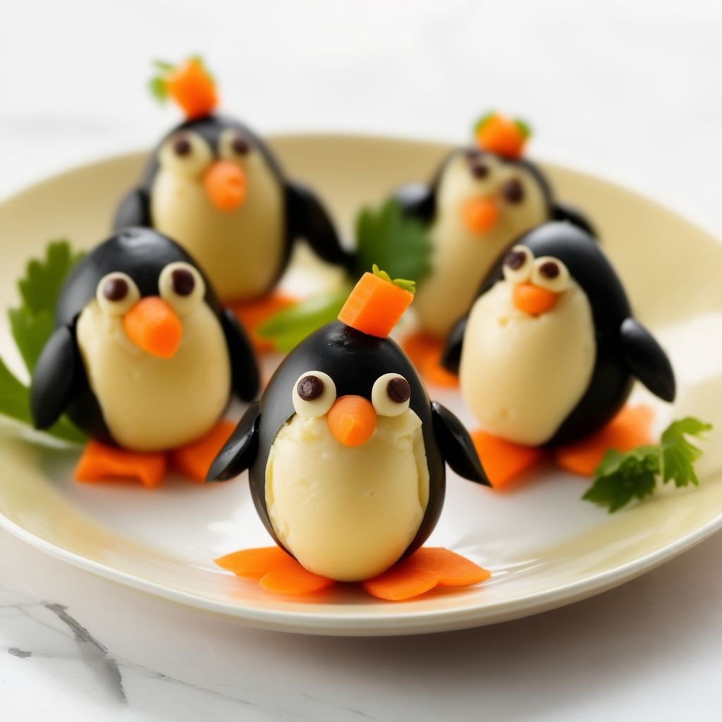 Oliven- und Käse-Pinguine
