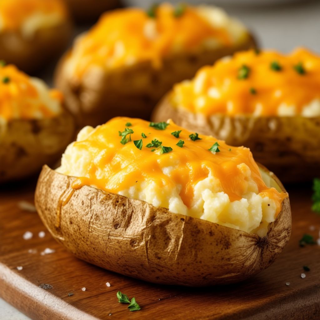 Käsegefüllte zweimal gebackene Kartoffeln