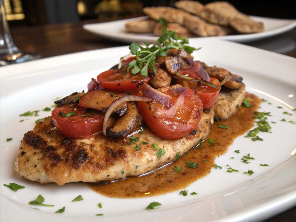 Schnelle Hähnchenschnitzel mit gerösteten Tomaten und Marsala