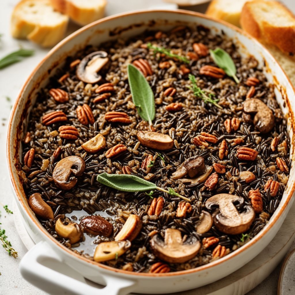 Savory Wild Rice and Mushroom Bake