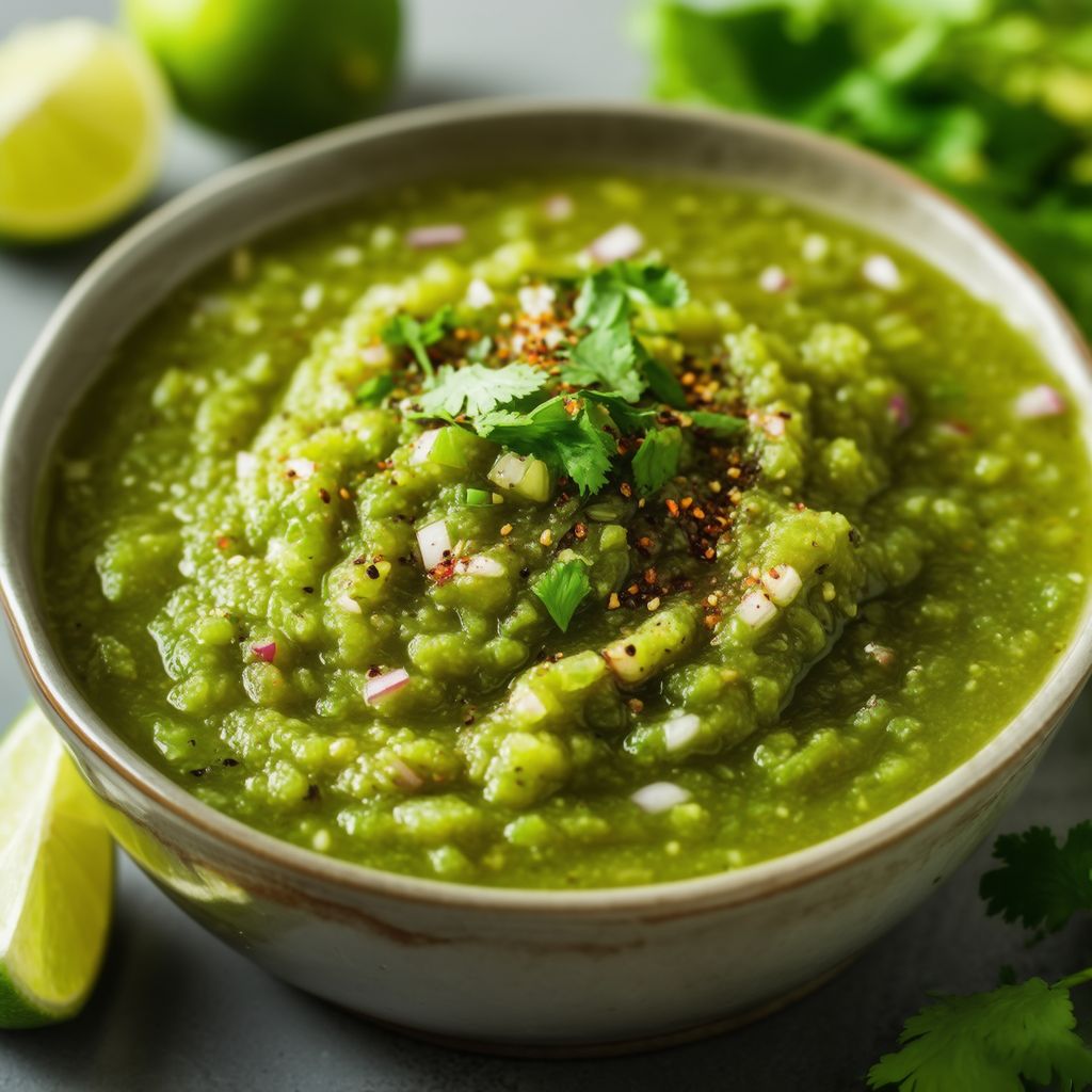 Würzige Tomatillo- und grüne Chili-Salsa