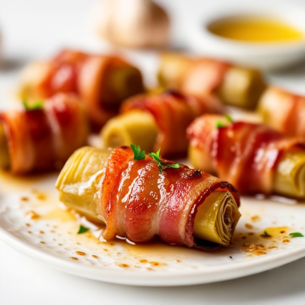 Bocconcini di Carciofi Avvolti nel Bacon con Glassa al Burro e Aglio