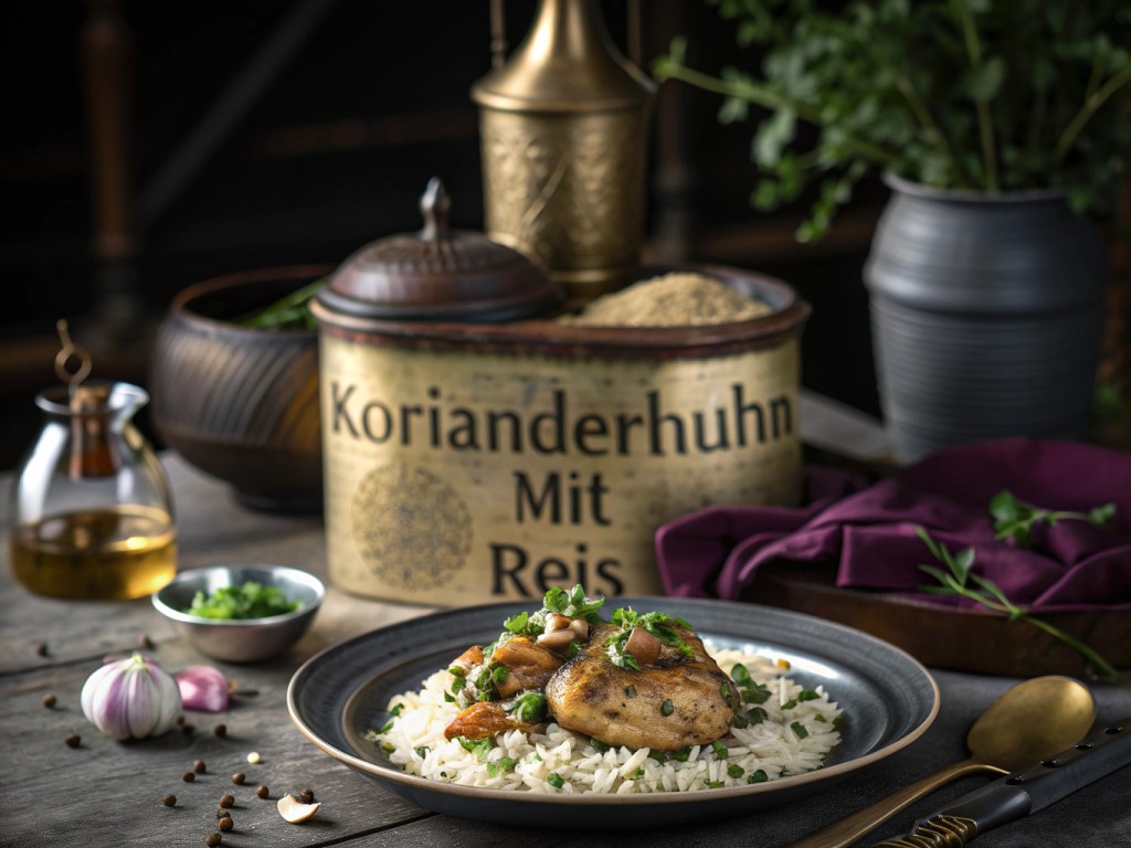 Korianderhuhn mit Reis