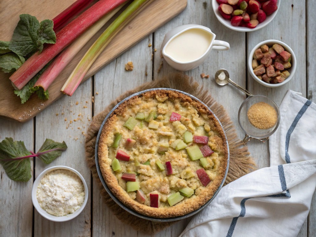 Rhabarber-Streuselkuchen mit Pudding