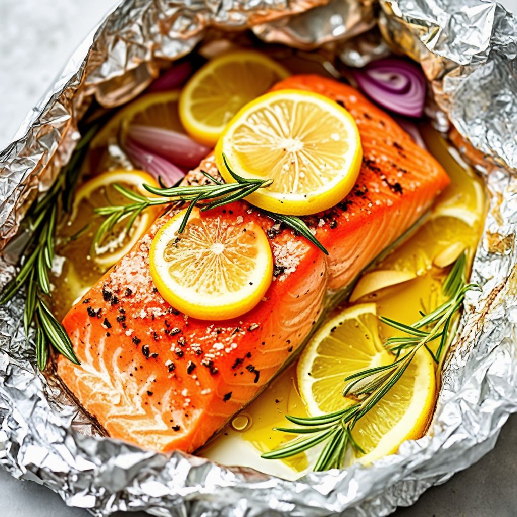 Kräuter-infused Lachs mit Zitrusfrüchten und Knoblauch