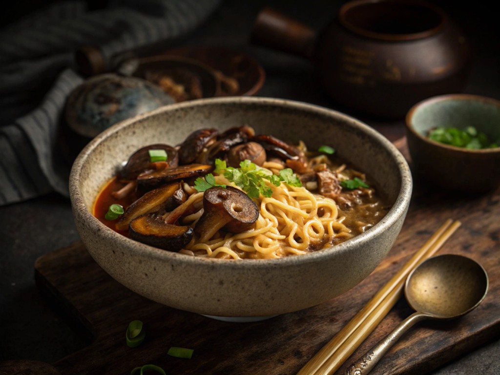 Schnelle Ramen‑Nudeln mit Pilzen