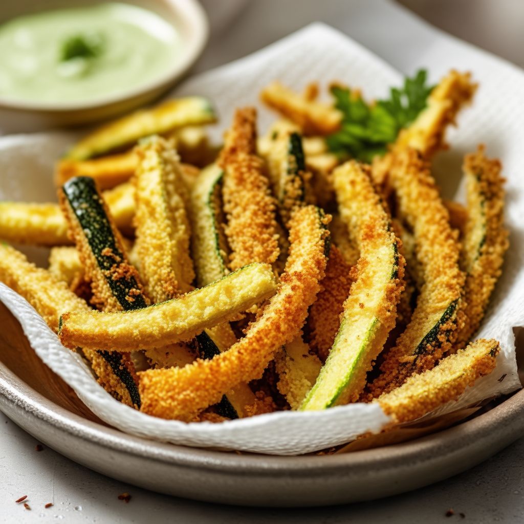 Crispy Zucchini Fries with Herb Dip