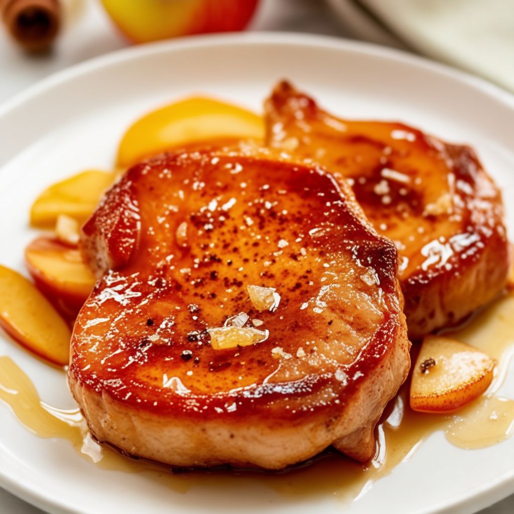 Honig-Glasierte Schweinekoteletts mit einem Hauch von Apfel