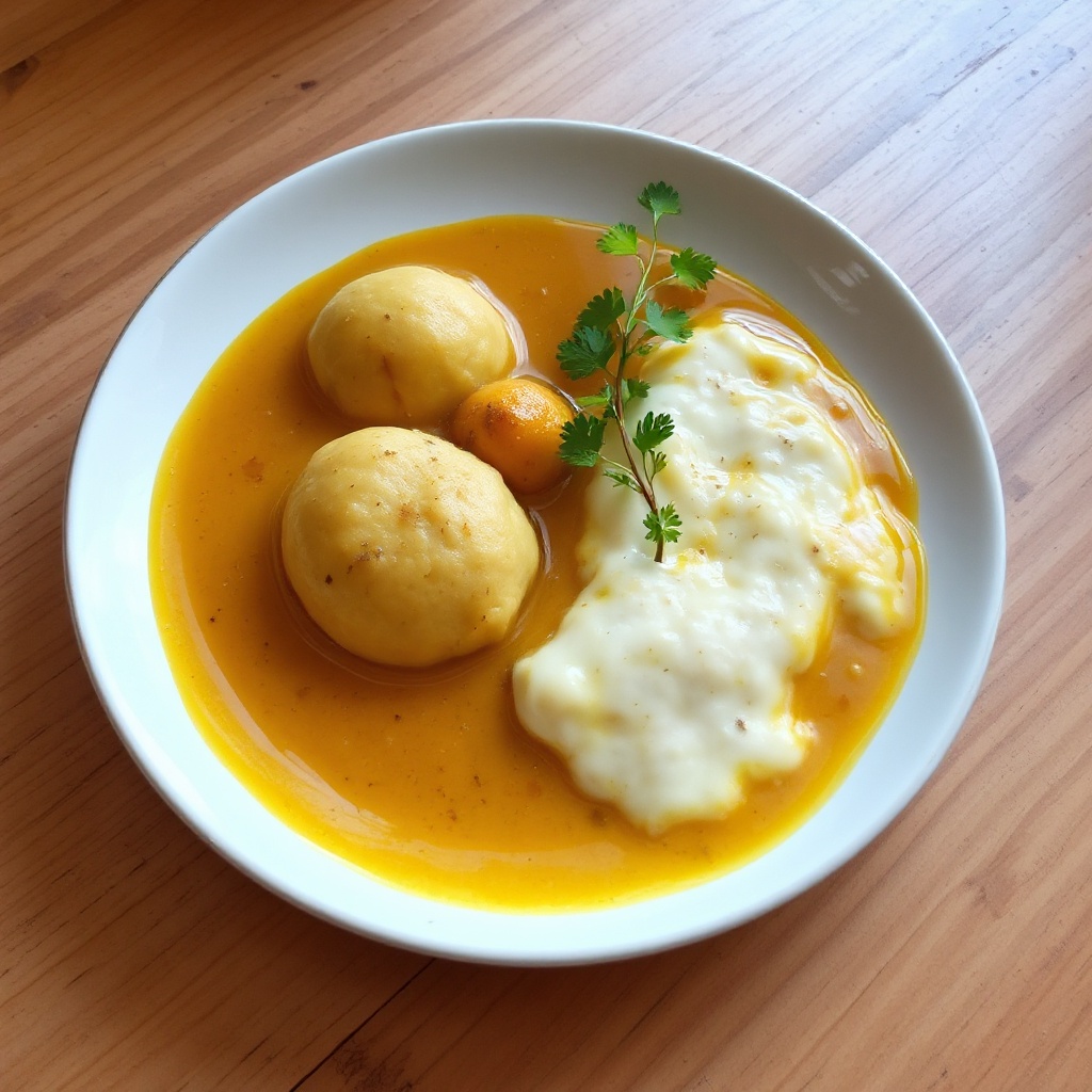 Vegane Linsenknödel in würziger Curry-Sauce