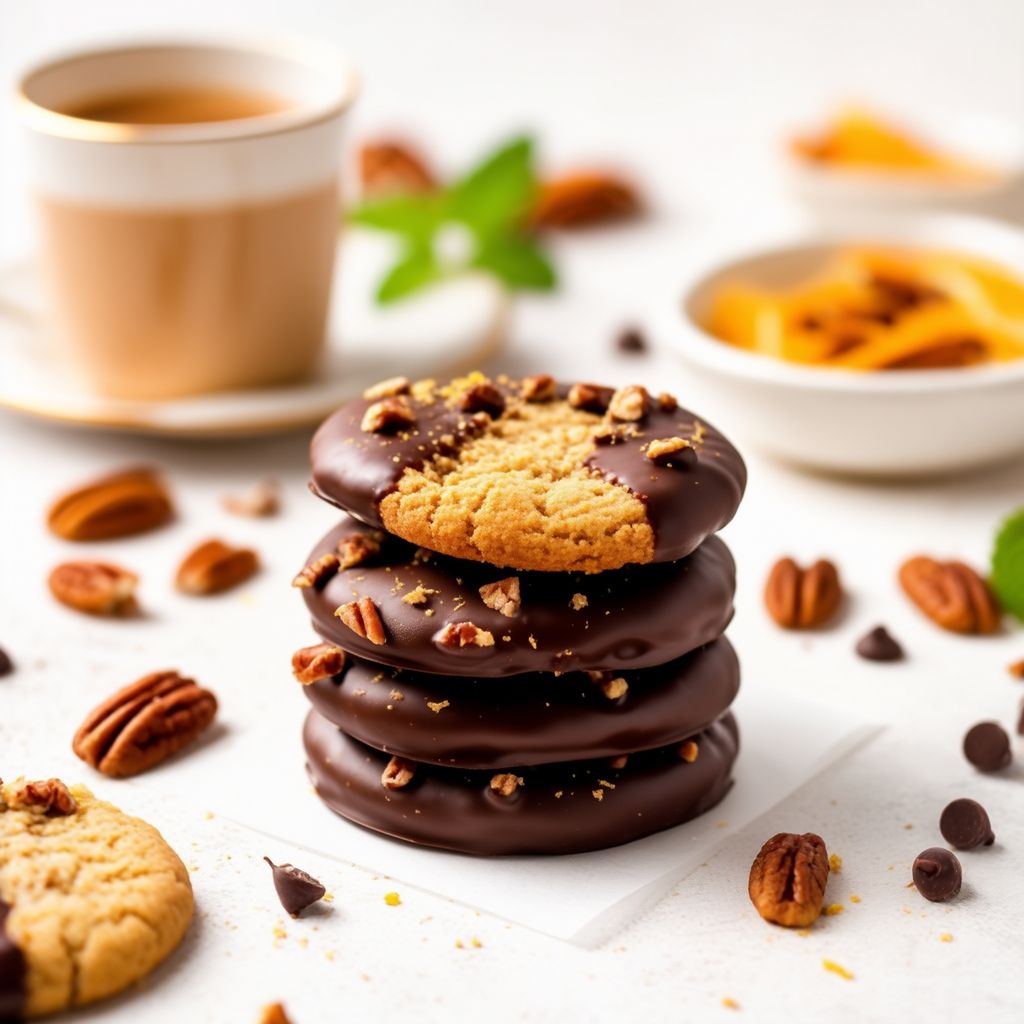 Zesty Chocolate-Dipped Pecan Cookies