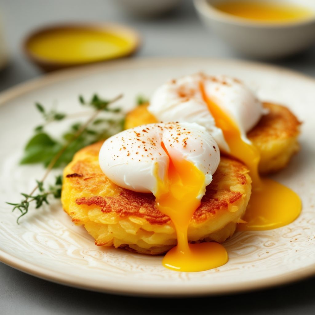 Frittelle di Patate con Formaggio e Uova in Camicia