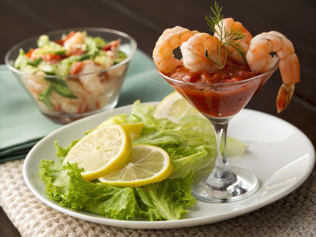 Shrimp with Cocktail Sauce in an Elegant Glass