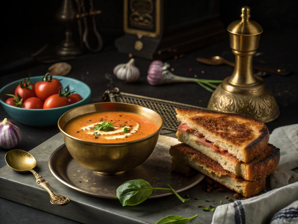 Creamy Roasted Tomato Soup & Grilled Cheese