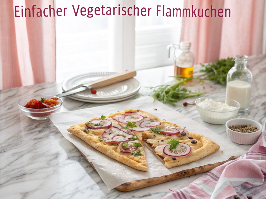 Einfacher vegetarischer Flammkuchen