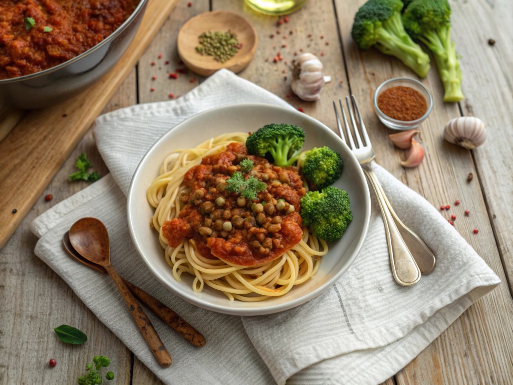 Spaghetti mit Linsenbolognese