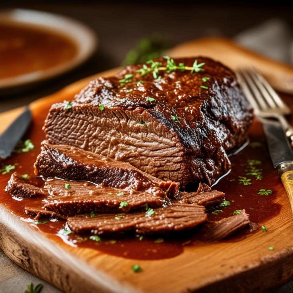 Herzhafter langsam gegarter Rinderbraten
