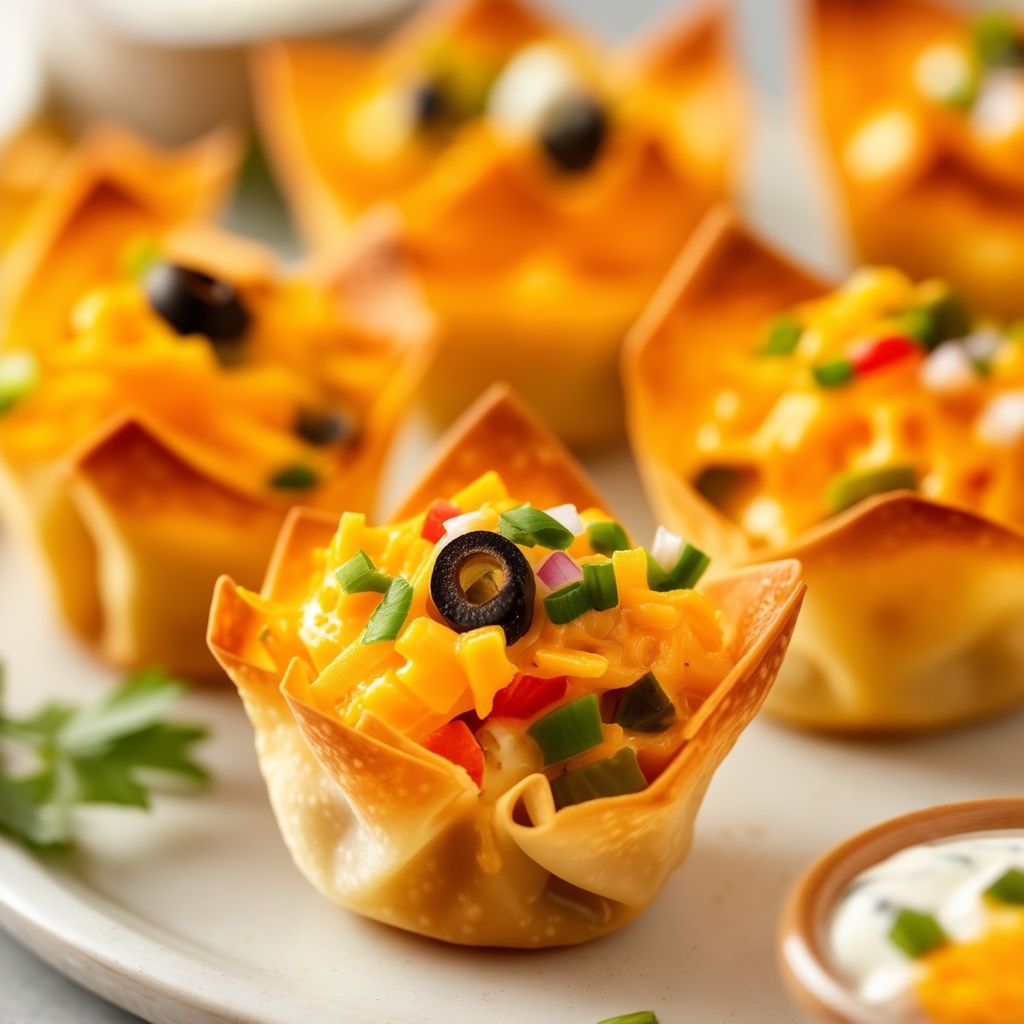 Crispy Wonton Cups with Cheesy Veggie Filling