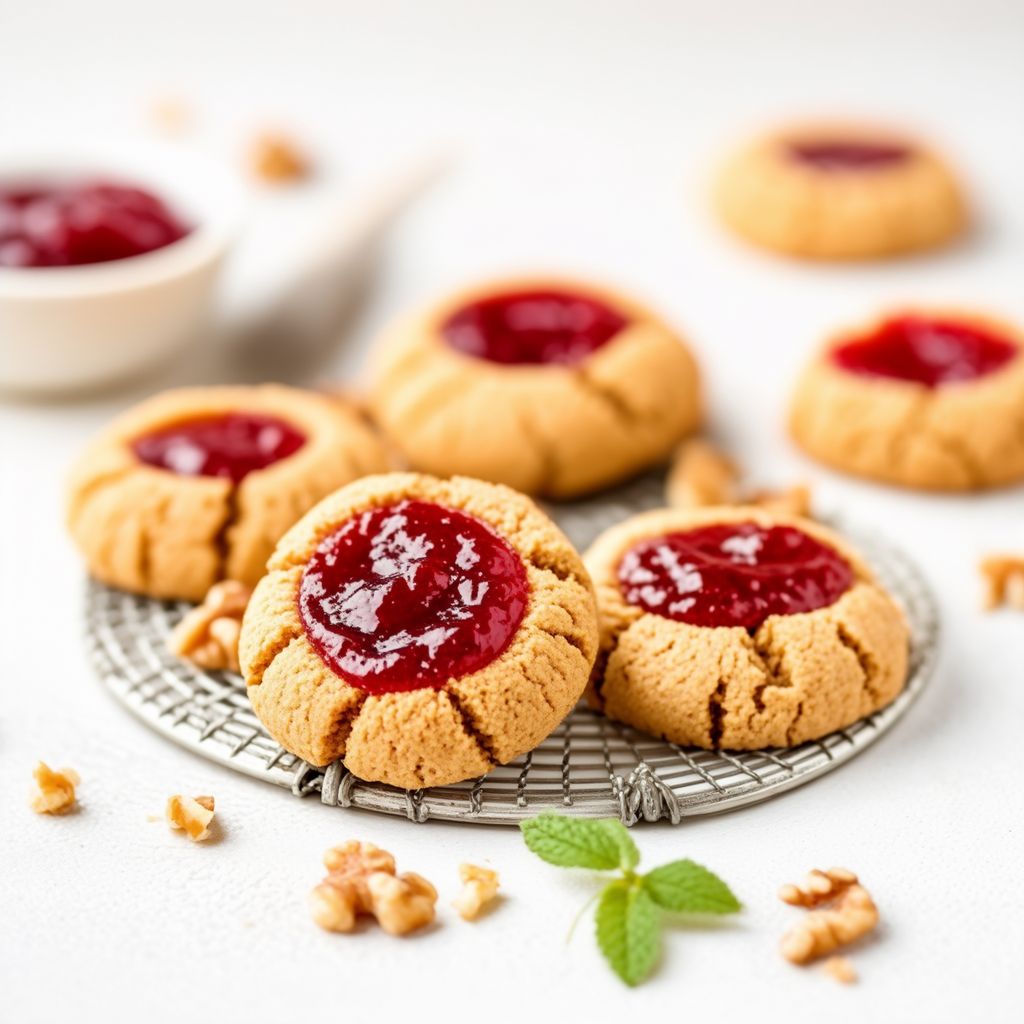 Walnut Thumbprint Cookies with Raspberry Jam