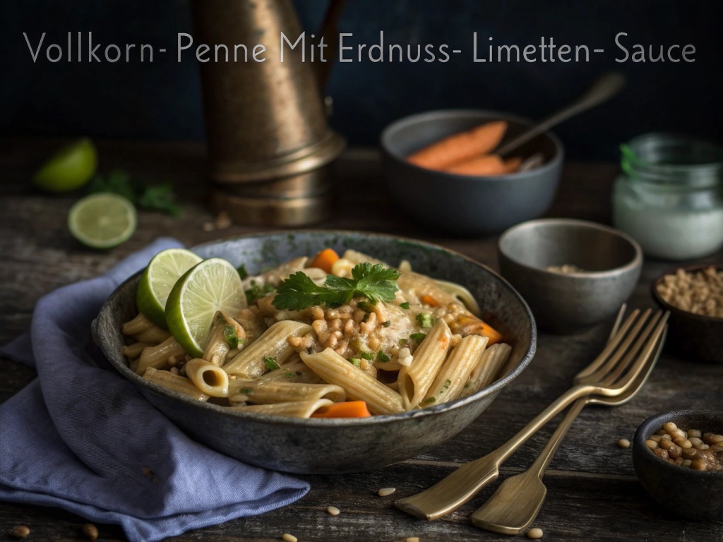Vollkorn-Penne mit Erdnuss‑Limetten‑Sauce