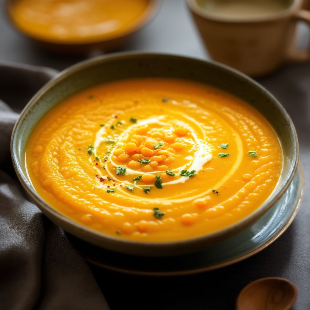 Zuppa di Zucca Butternut e Lenticchie Rosse al Curry