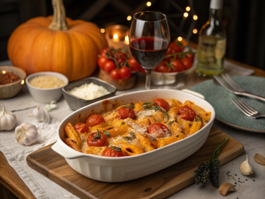 Gebackener Kürbis‑Tomaten‑Pasta Sauce 