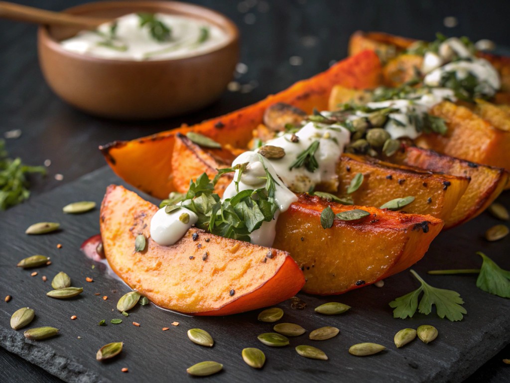 Butternut Squash with Chili Yogurt and Coriander Sauce