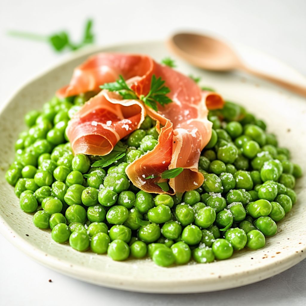 Sautierte Frühlingserbsen mit knusprigem Prosciutto