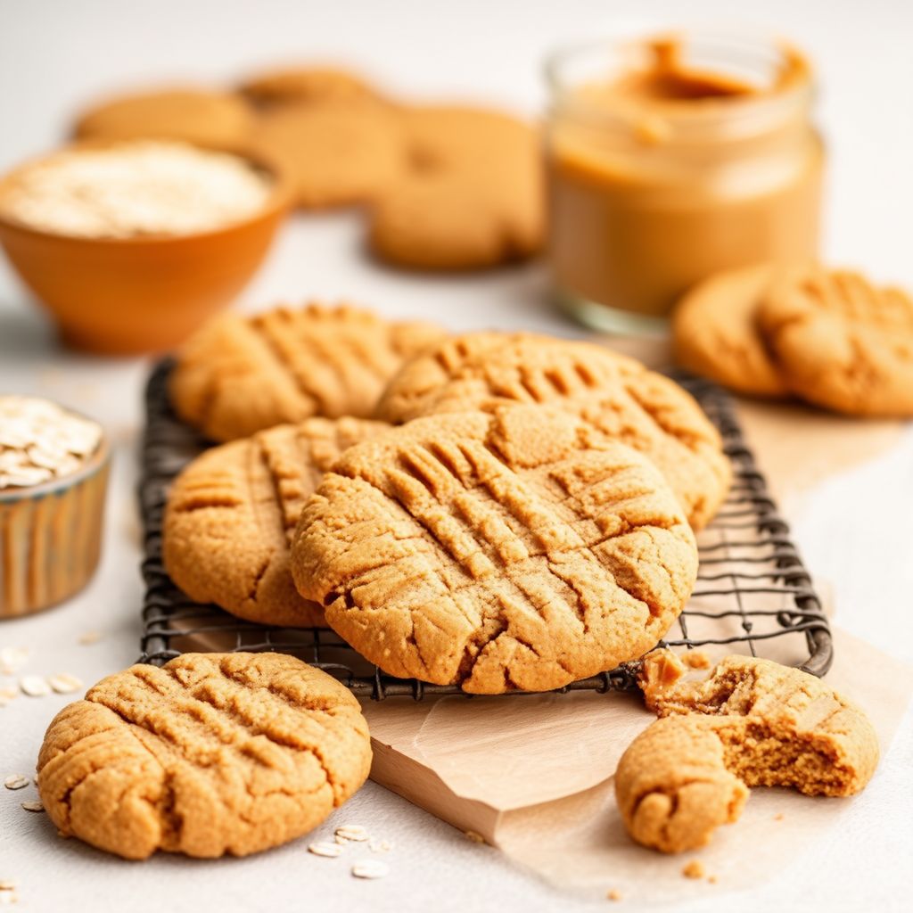 Chewy Peanut Butter Oat Cookies