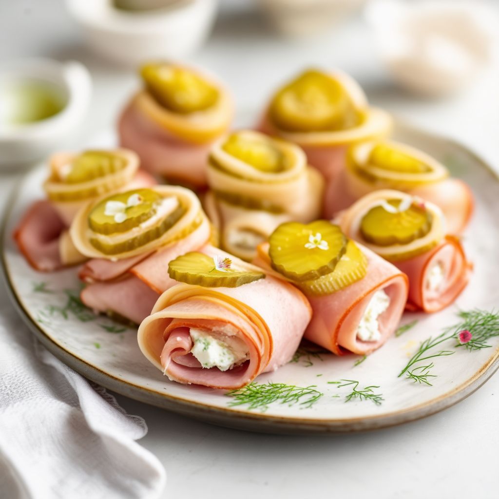 Creamy Pickle Ham Roll-Ups