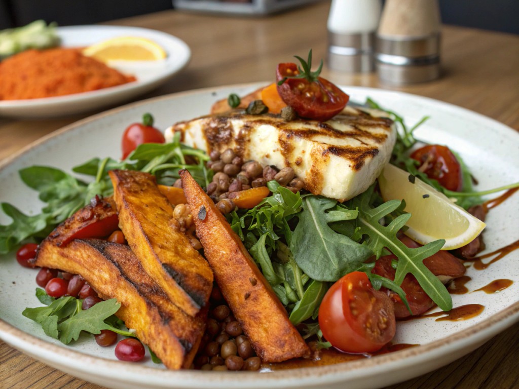 Halloumi mit Linsengemüse