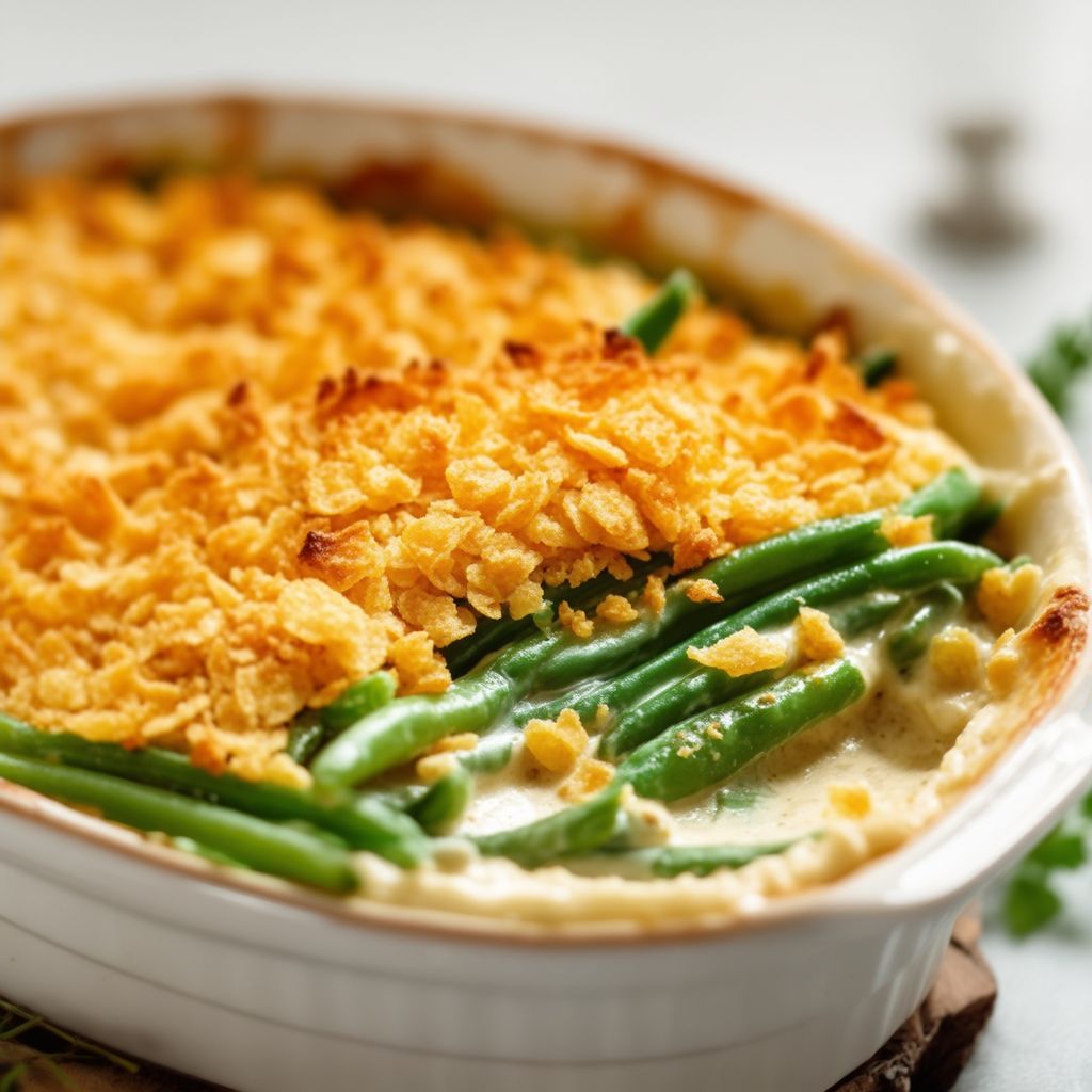 Creamy Green Bean Bake with Crunchy Topping